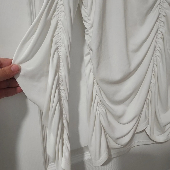 Nine West White Ruched V-Neck Long Sleeve Top in Size XL - Picture 8 of 12